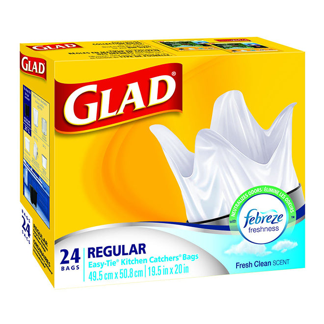 Glad Easy-Tie Kitchen Catchers Bags 24's Fresh Clean Scent