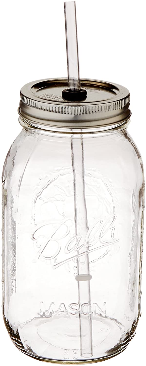 The Original Red Nek Guzzler Mason Jar with Straw 32oz