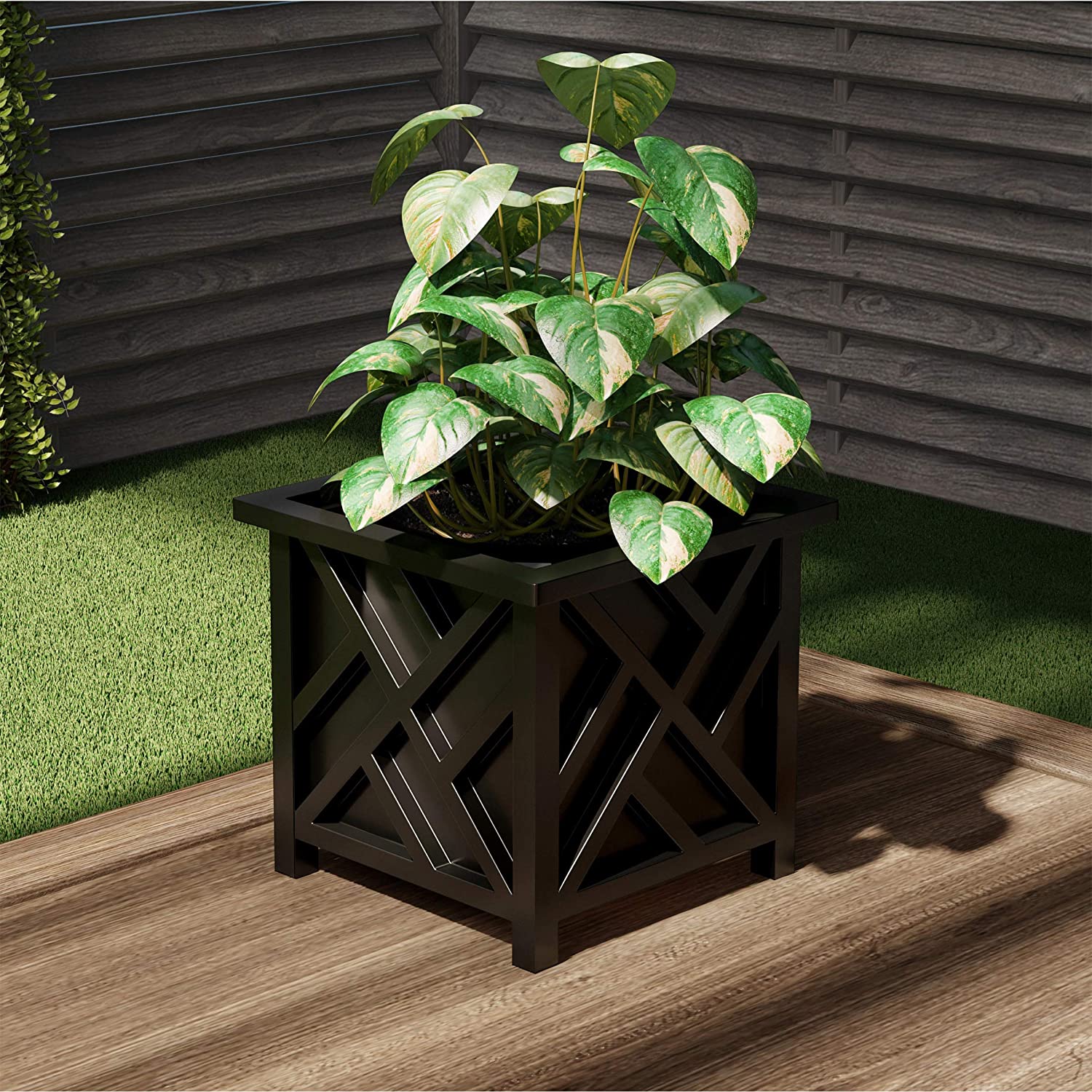 15" Chippendale Square Lattice Planter