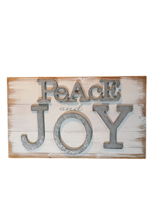 Rustic Wooden Peace and Joy Sign