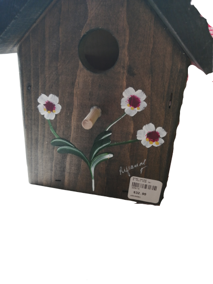 Wooden Bird House Hand Painted Brown