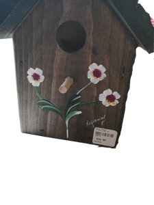 Wooden Bird House Hand Painted Brown