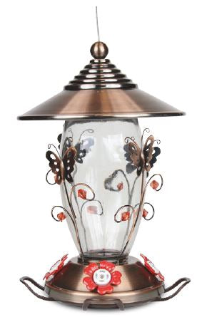 Butterfly Design Hummingbird Feeder- Copper Plated