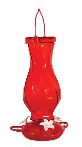 Red Twist Bottle Hummingbird Feeder