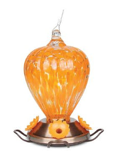 ART GLASS ORIOLE FEEDER – COPPER PLATED BASE