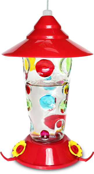 Glass Hummingbird Feeder With handpainted Dots