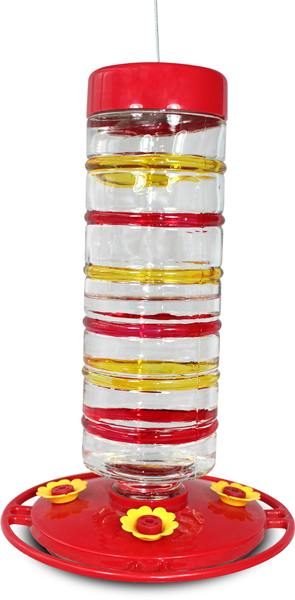 Glass Hummingbird Feeder With Handpainted Rings