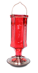 Vintage Style Glass Hummingbird Feeder- Bottle Style