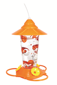 GLASS ORIOLE FEEDER WITH HAND-PAINTED DOTS